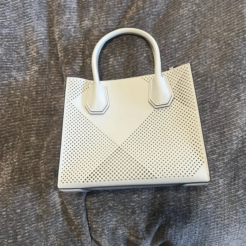 Michael Kors Mercer Medium White Leather Perforated Women's Bag